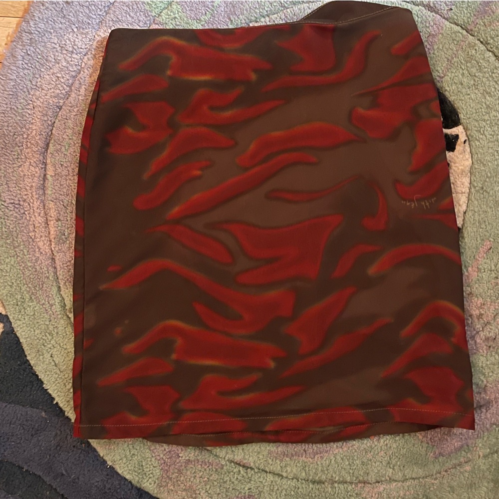 With Jean Fiery Red and Earthy Brown Skirt